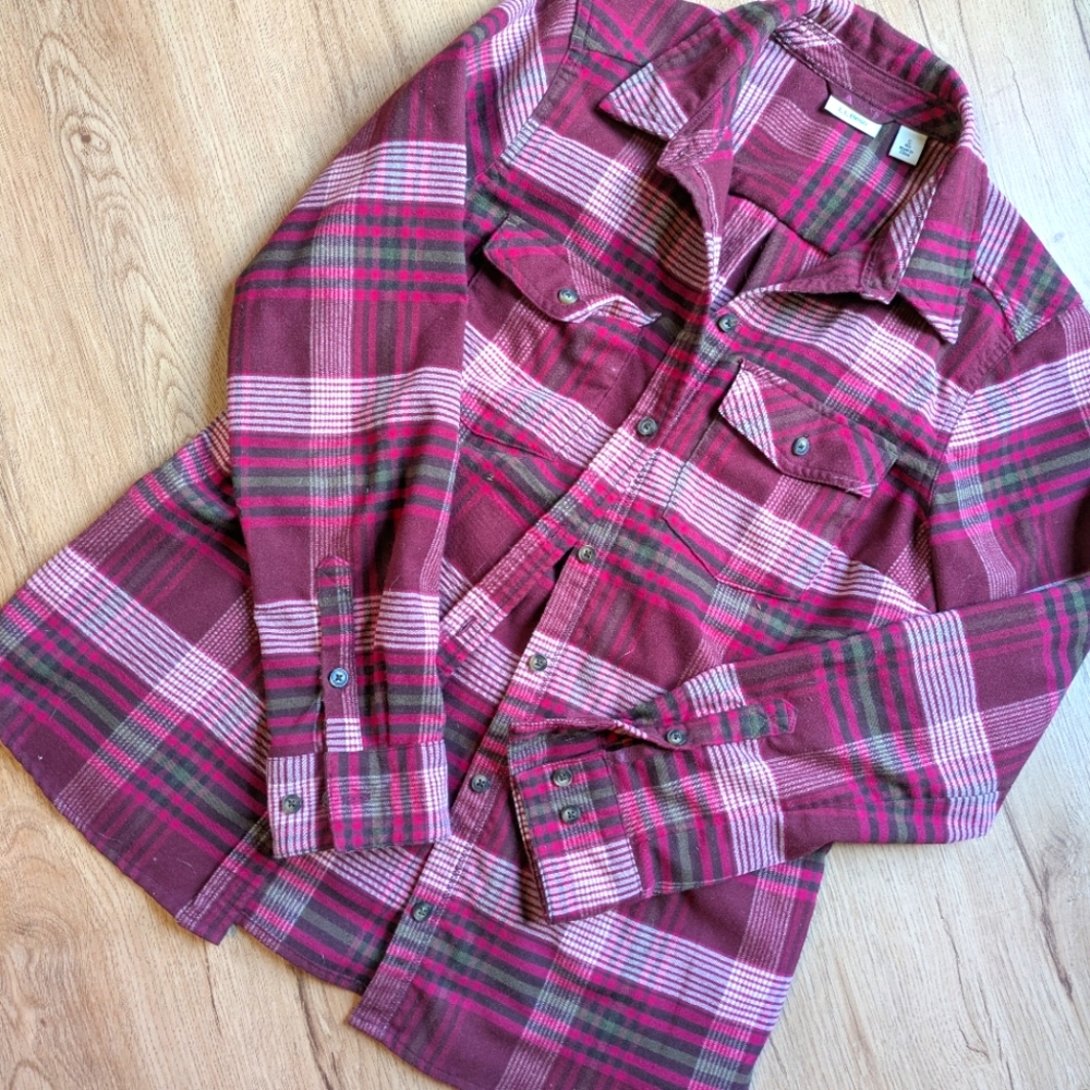 LL Bean Performance stretch flannel in maroons